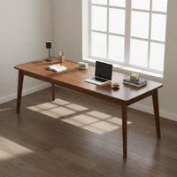 2 Person Desk Spacious Tabletop Solid Wood Computer Desk Thickened Desktop Long Wooden Study Table for Professionals, Remote Workers, Office, Bedroom