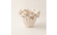 Vase with Floral Relief Artisanal Ceramic Vase Modern Flower Holder for Entryway