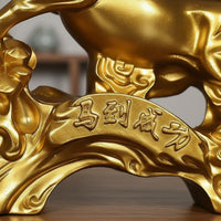 Ideal Gift Success Horse Ornament Premium Craftsmanship Chinese Design Resin Statue Finely Detailed Resin Horse Sculpture for Business Owners, Office, Living Room, Entryway