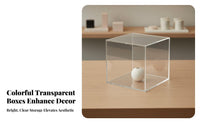Clear Acrylic Display Box High See-Through Quality Colored Acrylic Box Multipurpose Transparent Storage Cube for Collectors, Hobbyists, Office, Closet