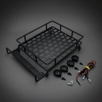 RC Roof Rack with Light Bar High Brightness Roof Rack Luggage Carrier Easy to Install Model Cargo Basket for Hobbyists