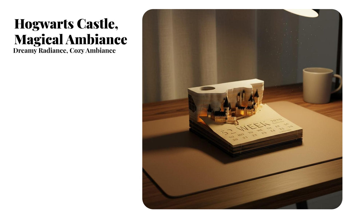 3D Creative Calendar Creative Gift Paper Carving Calendar Block Light-Illuminated Design Tear-off Sculpture Memo Pad for Students, Adults, Study Room