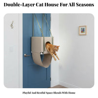 Hanging Cat Hammock All Seasons Double Layer Cat Hammock Space Saving Pet Furniture for Kittens, Indoors, Living Room, By Window