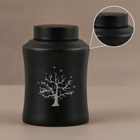 Urn with Tree of Life Pattern Long-Lasting Memorial Urn Vessel Cylindrical Decorative for Remembrance Altar, Home