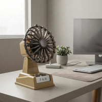 Two-Speed USB Rechargeable Fan Adjustable Tilt Retro Desk Fan Vintage Style Cooling Device Front Knobs for Office, Dorm Room