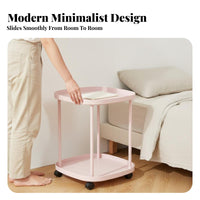 Space Saving Mobile Bedside Table Easy to Clean Mobile Storage Shelf Stable Structure Rolling Side Table Nordic Design for Apartment Dwellers, Away Ice Workers, Bedroom, Small Areas, Dorm Room, Bathroom