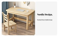 Solid Wood Student Desk with Hutch Sturdy Structure child's Desk and Chair with Hutch Spacious Desktop Writing Table Set Rounded Corners for Students, Teenagers, Children, Study Room, Bedroom, Playroom