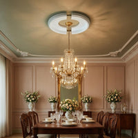 Ceiling Lamp Panel PU Round Ceiling Panel Light Fixture Trim White Chandelier Medallion Smooth Surface