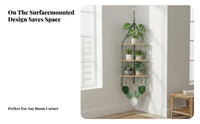 Bohemian Design 2-Tier Macrame Corner Shelf Handmade Macrame Tiered Shelf Woven Design House Decoration Space Saving for Home Decorators, Apartment Dwellers, New Homeowners, Living Room, Kitchen, Bedroom, Bathroom