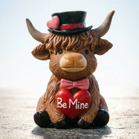 Highland Cow Figurine Holiday Themed Highland Cow Statue Farmhouse Design