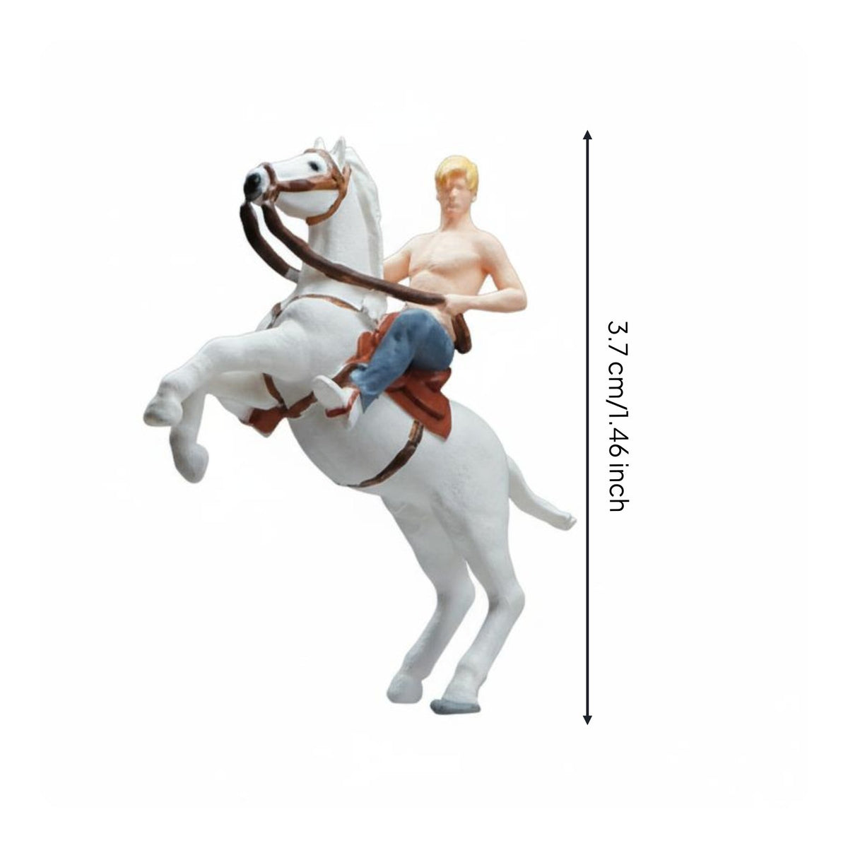 1:64 Scale Horse Equestrian Figure Realistic Detail Man on Pale Horse Figurine Dynamic Pose Diorama Accessory for Dioramas