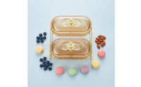 Fruit and Nut Serving Tray with Rack Elegant Design Decorative Appetizer Server Set Gold Accents Multi-Level Snack Organizer for Living Room, Holidays