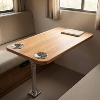 Rv Table Rectangular Tabletop Telescopic Table Rounded Corners for Vehicle Interior, Compact Areas