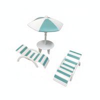 3 Pieces Pretend Play Micro Landscape Beach Decor Realistic Design Dollhouse Beach Furniture DIY Landscaping Miniature Patio Umbrella Set Lifelike for Children, Collectors, Hobbyists, Miniature Scene