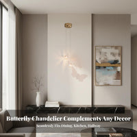 Butterfly Pendant Light Elegant Design Acrylic Butterfly Chandelier Adjustable Height Indoor Lighting for Dining Room, Restaurant, Hair Salon