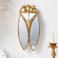 Gold Resin Cicada Shaped Wall Mirror Decoration
