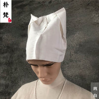 白事丧事白布孝帽一次性孝褂子孝帽棉麻孝服孝帽黑纱孝牌 黄麻男帽单层