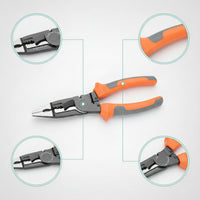 Multifunctional Electric Wire Stripper Plier Two-Tone Grips Wire Stripper Plier Spring-Loaded Stripping Pliers Steel Body for Electricians, Electrical Work