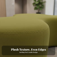 Rounded Outline Curvy Modular Sofa Geometric Shape Reconfigurable Loveseat and Ottoman Soft Cushioned Upholstery Seating Furniture Modern Design for Homeowners, Apartment Dwellers, Business Clients, Reception Area, Office, Shopping Mall, Living Room