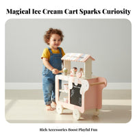 Mini Dessert Station Stand Playset Interactive Play Rolling Ice Cream Stand Promotes Imagination Rolling Dessert Trolley Toy for Children, Girls