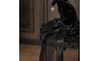 Witch Hat with Lace Trim Handmade Witch Hat with Ribbon Tails Ruffled Costume Headpiece for Cosplayers, Witches, Halloween, Cosplay, Photo Shoots