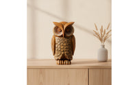 Faux Wood Owl Figurine Rustic Owl Statue Vintage-Inspired Decorative Item Compact for Collectors