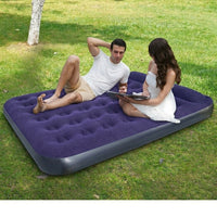 Inflatable Mattress and Air Bed for Car Camping, Camping Mattress with Pillow and Electric Pump, Flocked Surface Camping Mat, Foldable Guest Bed