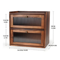 2-Tier Bread Box Solid Wood Double Layer Bread Bin Large Capacity