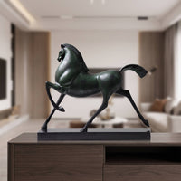 Horse Sculpture Cast Aluminum Horse Figurine Lustrous Equestrian Figurine with Equestrian Figure for Homeowners, Living Room