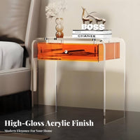 Modern and design C-Shaped Table with periodical compartment Transparent Design Nightstand Space-Saving Home Furnishing single-Piece Molding for Apartment Dwellers, homeowners, Students, Bedroom, Small areas, Living Room, Office