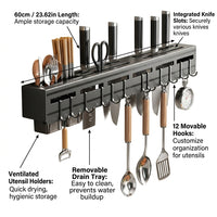 Cabinet and Chopstick Holder for Wall Mounted or Countertop Use, Space Aluminum Kitchen Utensil Organizer for Home Cook