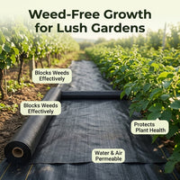 Weedmat for Gardens, Black Polypropylene Woven Ground Cover Mat, High Permeability Landscape Membrane for Gardening, Driveway Underlayment