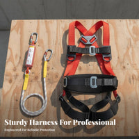 5-Point Fall Arrest Harness High-Strength Polyester Full Body Harness Heavy-Duty Alloy Steel Buckles Personal Guarding Equipment for Roofers