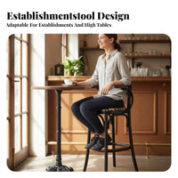 Vintage American Design Swivel High Chair with Backrest Built-in Footrest Rotating Bar Chair with Armrests Sturdy Base Counter Stool Cushioned Seat for Restaurateurs, Restaurant Owners, Interior Designers, Cafe, Lounge, Kitchen Island