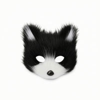 Faux Synthetic Hair Canine Mask and Tail Set Faux Synthetic Hair Canine Mask with Tail Furry Animal Costume Soft for Cosplayers, Halloween, Stage Performances