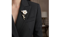 Floral Gemstone Brooch Elegant Flower Brooch Gold Brooches for Women, Formal Outfits, Office