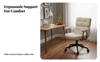Retro Design Upholstered Swivel Armchair Reclining Backrest Channel-Tufted Swivel Chair Ergonomic Support Home Seating Adjustable Height for Telecommuting Workers, Students, Women, Study Room, Bedroom