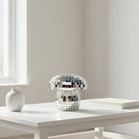 Mirrored Fungus Disco Ball Ornament Silver Fungus Disco Ball Decorative Ornament Reflective Handmade for Tabletop, Party, Desk, Shelf