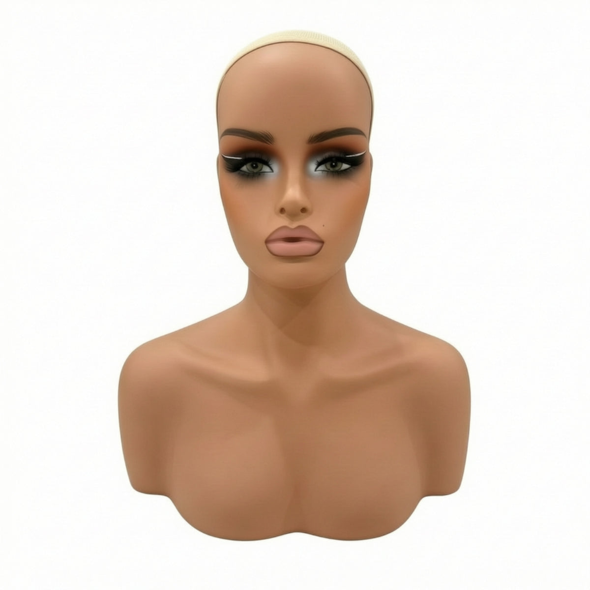 Mannequin Head with Shoulders Professional Realistic Mannequin Head Bald Display Bust for Cosplayers, Jewelers, Storefronts, Photography Studios
