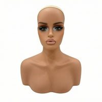 Mannequin Head with Shoulders Professional Realistic Mannequin Head Bald Display Bust for Cosplayers, Jewelers, Storefronts, Photography Studios