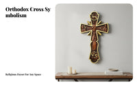 European Design Carved Orthodox Cross Handmade Hand Carved Wooden Cross Unique Design for Christians, Homeowners, Prayer Room, Home Decor