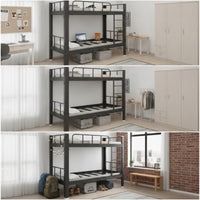Metal Bunk Bed Space-Saving Bunk Bed with Ladder Heavy-Duty Furniture for Roommates, Employees, Dormitory, Shared Apartment, Employee Housing