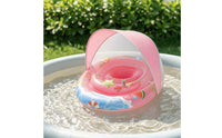 Baby Pool Buoy with Canopy Safety Infant Swim Buoy with Seat Sun Protection Double-Circle for Babies, Family Vacation