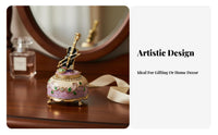 Enameled Finish Violin Jewelry Box Rhinestone Accents Violin Themed Jewelry Box Vintage Design for Music Lovers, Women
