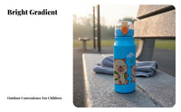 Leak-Proof Cartoon Water Bottle Leakproof Frosted Plastic Bottle Single-Press Accessible Lid for Students, Children, Outdoor Activities