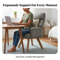 Supportive spinerest Upholstered rotating Chair with Wood Legs Thick padding Casterless rotating Chair Ergonomic Design Desk Seat Modern design for Home Workers, Makeup aficionados, Decorators, Study Room, Bedroom