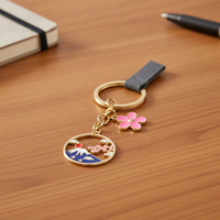 Studio Ghibli Faceless Man Cherry Blossom Mount Fuji Keychain Cartoon Pendant