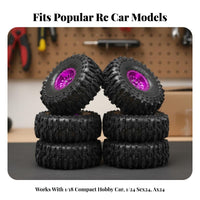 4 Pieces 11 Point 0 Inch Crawler Wheels High Grip Pattern 1/24 Scale Rock Crawler Tires RC Beadlock Wheel and Tire Set