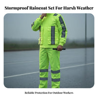 Reflective Rain Suit High Visibility Rain Suit Windproof Luminous Jacket and Pants for Emergency Responders, Cyclists, Roadside Work