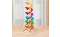 Wooden Tree Ball Toy Leaf-Shaped Ball Drop Toy Marble Tree Set Freestanding Children's Plaything Colorful